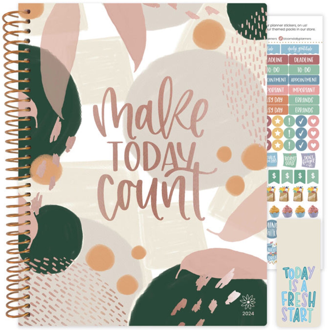 bloom daily planners 2024 Soft Cover Planner, 8.5" x 11", Make Today Count